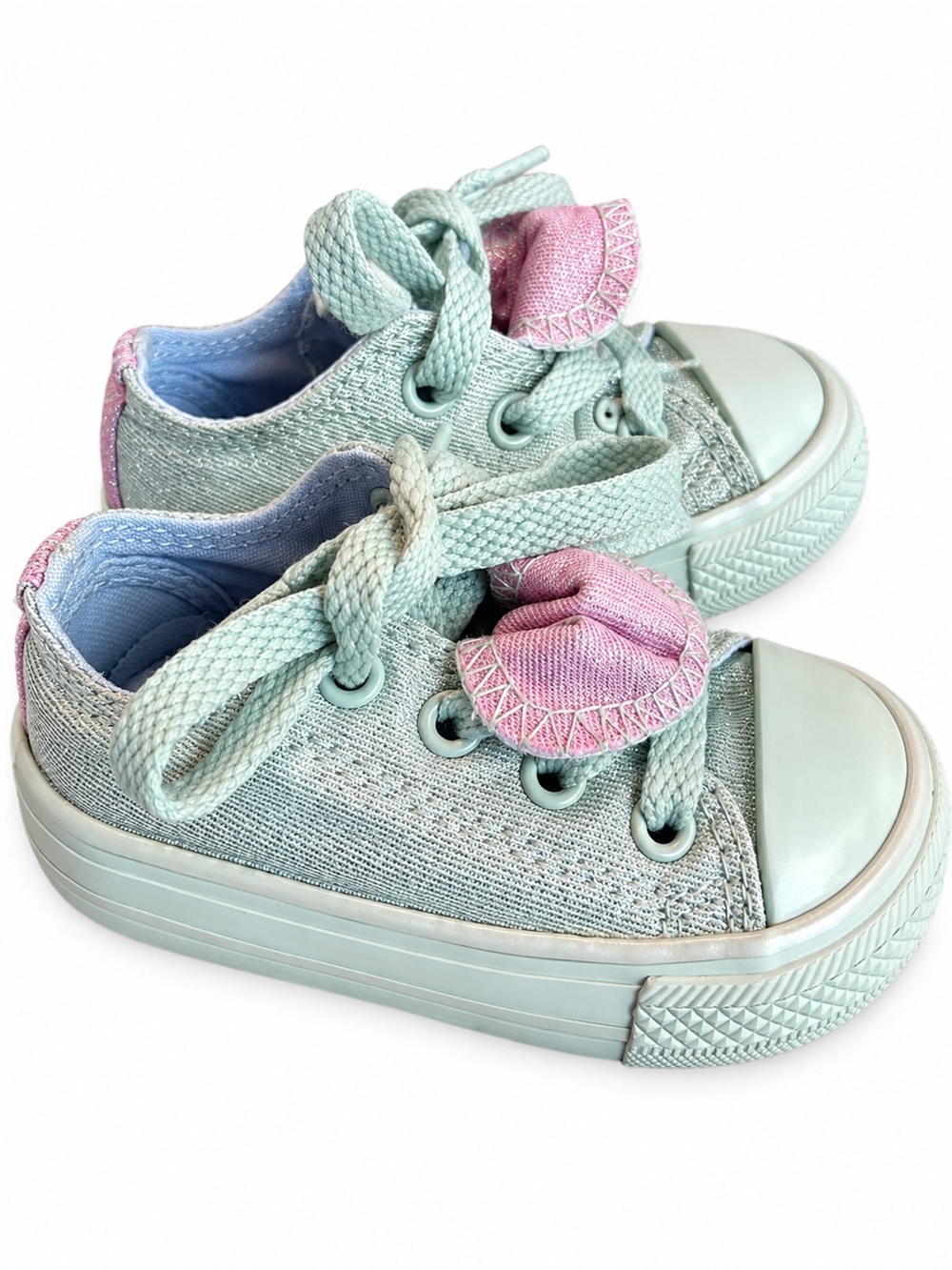 Converse Mint Green and Pink Kids Lace-Up Sneakers